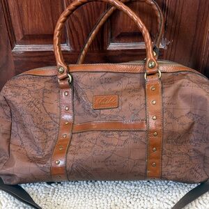 Patricia Nash Vinyl Signature World Map Duffel Bag